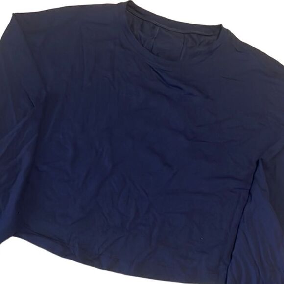 Lululemon Blue Pullover Long Sleeves Crop Top Size Large - Picture 1 of 10